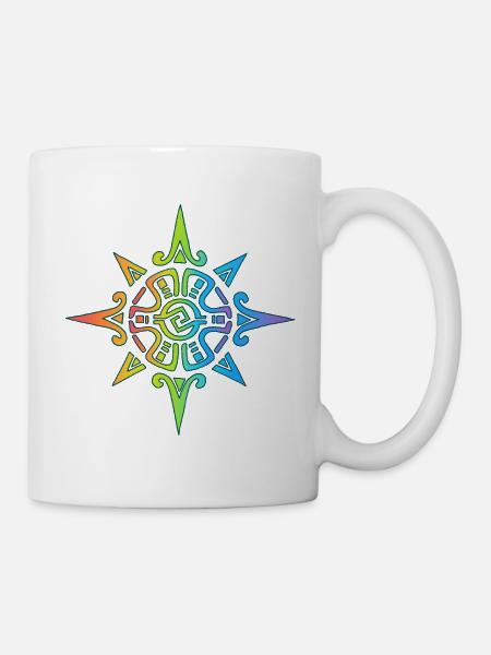 Soleil tribal multicolore - Mug blanc - blanc