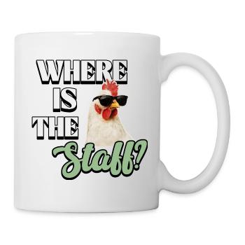 Des poulets drôles dans le jardin - Où est le personnel ? - Mug blanc - blanc - Droite