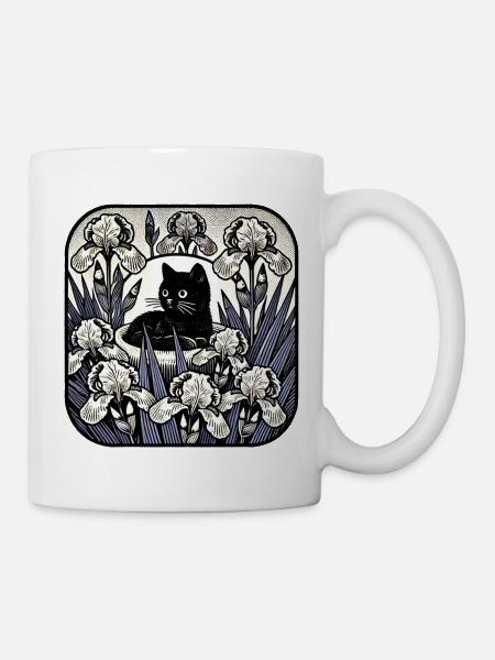 Nocturne Cat in Iris Moon - Tasse - Weiß