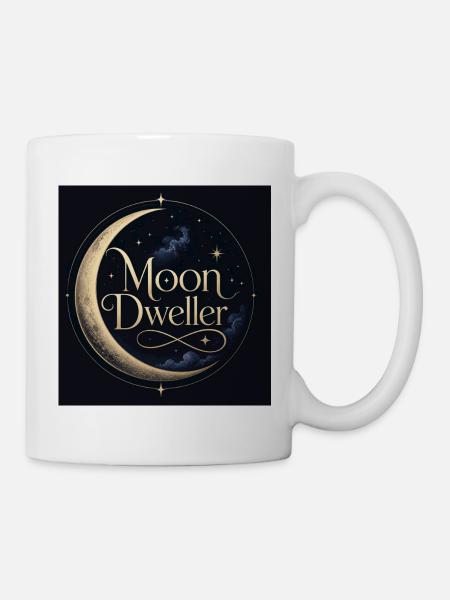 Mondbewohner: Goldener Mondkreis - Tasse - Weiß