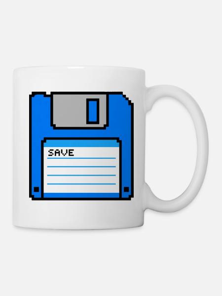 Retro Diskette Gaming T-Shirt Save - Tasse - Weiß