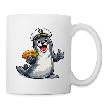 Seal with delicious fish - Mug - white - Right