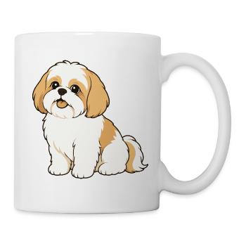 Illustration mignonne de Shih Tzu - Mug blanc - blanc - Droite