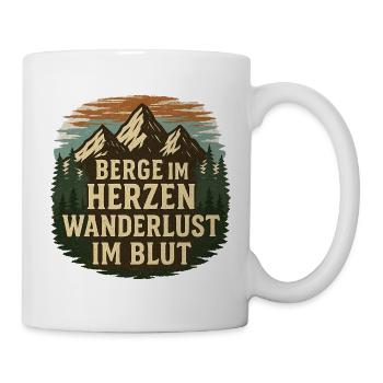 Berge im Herzen – Wanderlust im Blut - Tasse - Weiß - Rechts