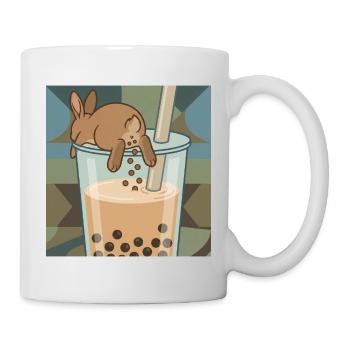 Bubble Tea Boba Drôle de Lapin mignon - Mug blanc - blanc - Droite