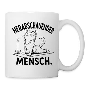Herabschauender Mensch – Yoga Katze - Tasse - Weiß - Rechts