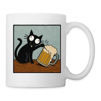 Chat de la bière, Amoureux de la bière, Boire de la bière, Chats - Mug blanc - blanc - Droite