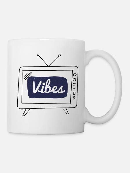 Vibes Navy Patch Handschrift - Tasse - Weiß