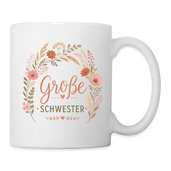 Große Schwester Blütenkranz - Tasse - Weiß - Rechts