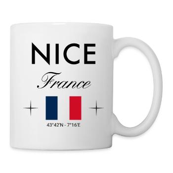 Nice, France, Coordonnées Souvenir de voyage - Mug blanc - blanc - Droite