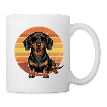 Vintage Dachshund Sunset Retro 70s Sunglasses Shirt - Mug - white - Right
