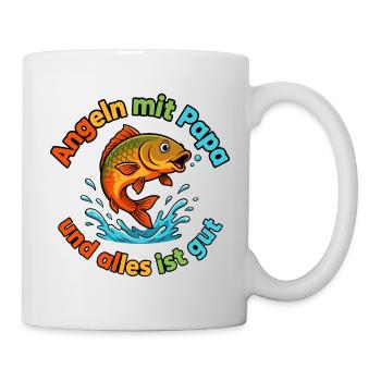 Angeln mit Papa – Alles ist gut - Tasse - Weiß - Rechts