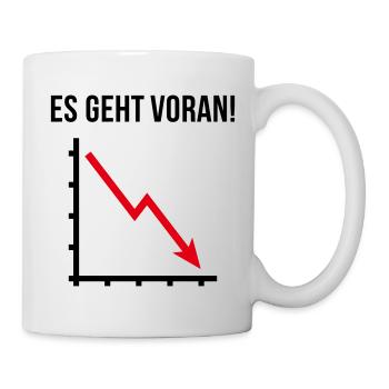 Es Geht Voran! (Fortschritt / Abwärts / POS 2C) - Tasse - Weiß - Rechts