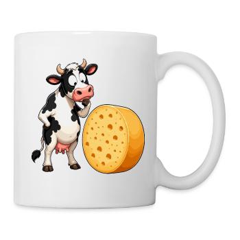 Dessin animé La vache rencontre le fromage - Mug blanc - blanc - Droite