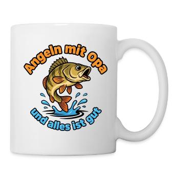 Angeln mit Opa – Alles ist gut - Tasse - Weiß - Rechts