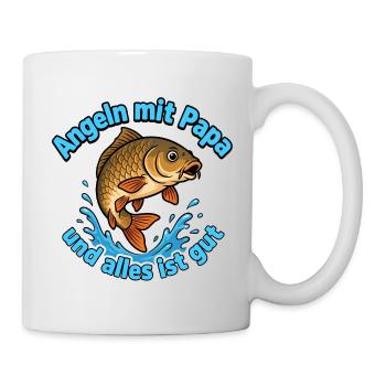 Angeln mit Papa - Tasse - Weiß - Rechts
