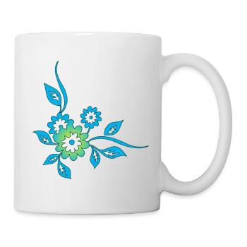 Blaue Blumen - Tasse - Weiß - Rechts