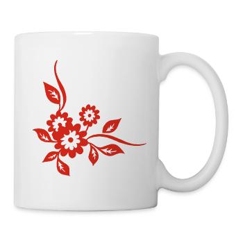 Rote Blüten - Tasse - Weiß - Rechts