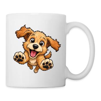 Cute dog jumps towards - Mug - white - Right