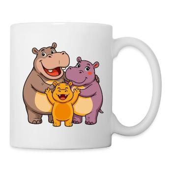 Lustige Nilpferde - Tasse - Weiß - Rechts