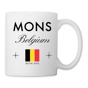 Mons Belgien Koordinaten Reise Souvenir - Tasse - Weiß - Rechts