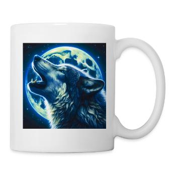 Wolf heult zum Vollmond - Tasse - Weiß - Rechts