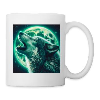 Wolf heult zum Vollmond - Tasse - Weiß - Rechts