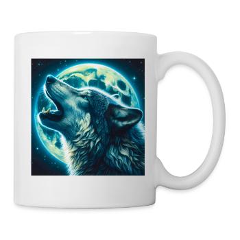 Wolf heult zum Vollmond - Tasse - Weiß - Rechts