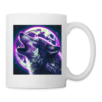 Le loup hurle à la pleine lune - Mug blanc - blanc - Droite