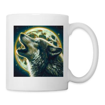 Wolf heult zum Vollmond - Tasse - Weiß - Rechts