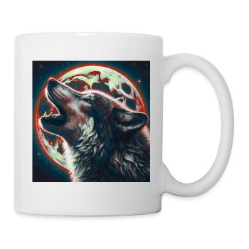 Wolf heult zum Vollmond - Tasse - Weiß - Rechts
