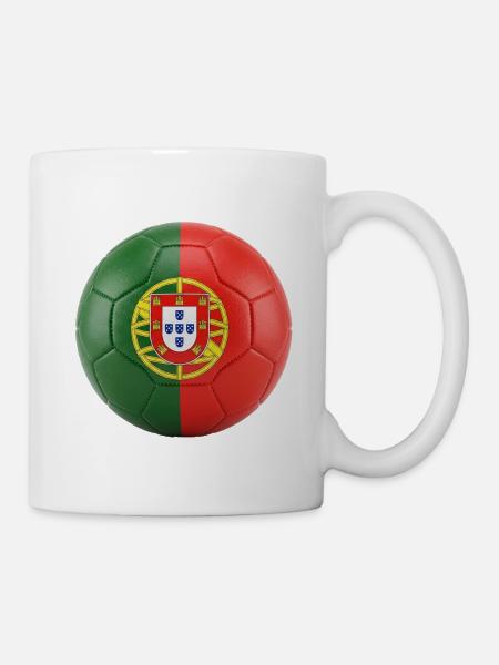 PORTUGAL'S FLAG ON A FOOTBALL - Mug - white