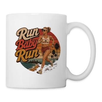Run Baby Run – Retro Läuferin California - Tasse - Weiß - Rechts