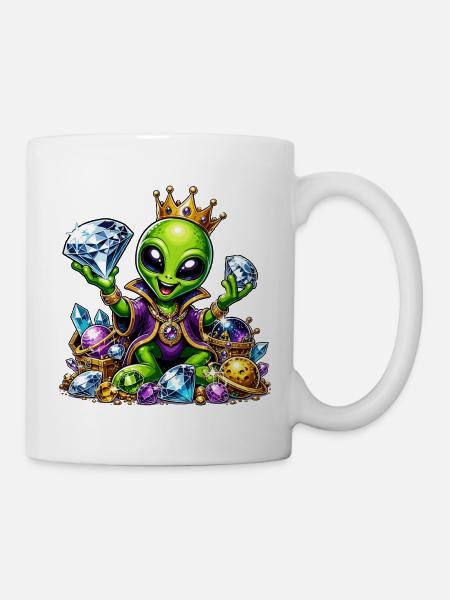 Alien Prinz mit Diamantenkronen - Tasse - Weiß