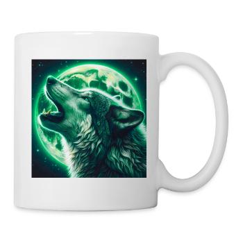 Wolf heult zum Vollmond - Tasse - Weiß - Rechts