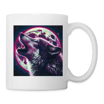 Wolf heult zum Vollmond - Tasse - Weiß - Rechts