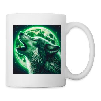 Wolf heult zum Vollmond - Tasse - Weiß - Rechts