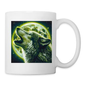 Wolf heult zum Vollmond - Tasse - Weiß - Rechts