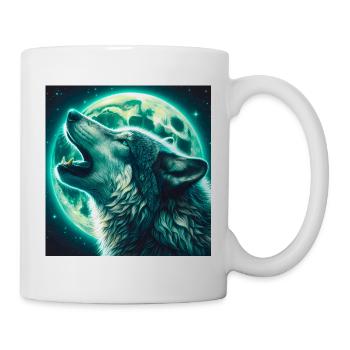Wolf heult zum Vollmond - Tasse - Weiß - Rechts