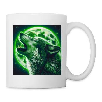 Wolf heult zum Vollmond - Tasse - Weiß - Rechts