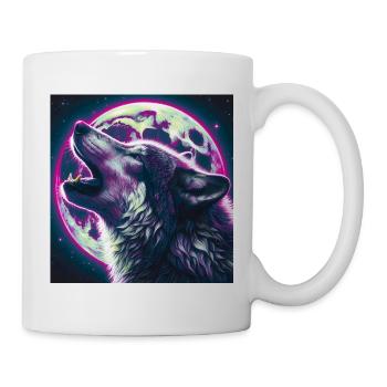 Wolf heult zum Vollmond - Tasse - Weiß - Rechts