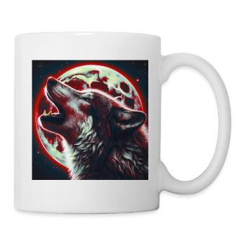 Wolf heult zum Vollmond - Tasse - Weiß - Rechts