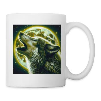 Wolf heult zum Vollmond - Tasse - Weiß - Rechts