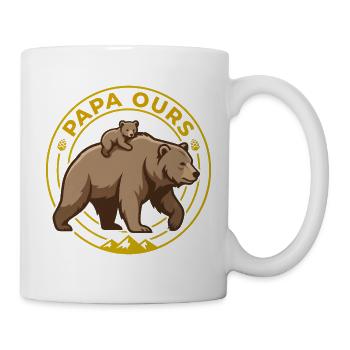 Papa Ours et Ourson Badge Nature Fête des Pères - Mug blanc - blanc - Droite