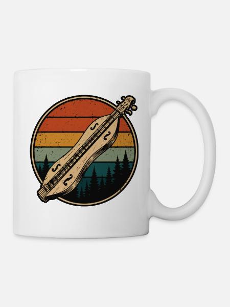 Hackbrett Dulcimer-Musiker Zupfinstrument - Tasse - Weiß