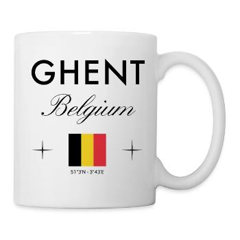 Gent Belgien Koordinaten Reise Souvenir - Tasse - Weiß - Rechts