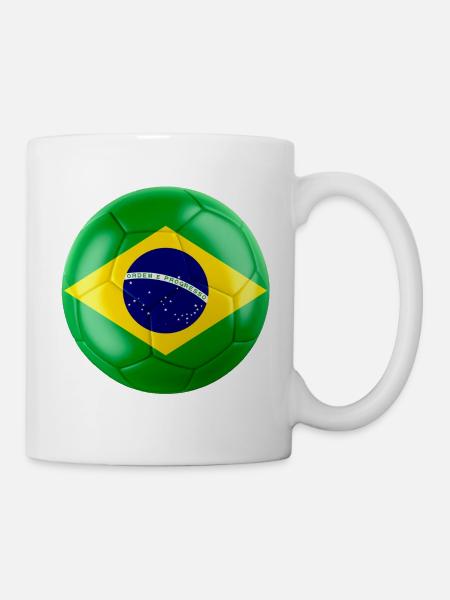 BRAZIL'S FLAG ON A FOOTBALL - Mug - white