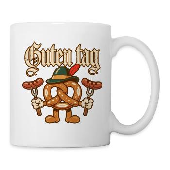 Guten Tag Pretzel-Maskottchen - Tasse - Weiß - Rechts