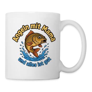 Angeln mit Mama Motiv – Alles ist gut - Tasse - Weiß - Rechts