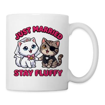 Just Married Stay Fluffy Katzen - Tasse - Weiß - Rechts